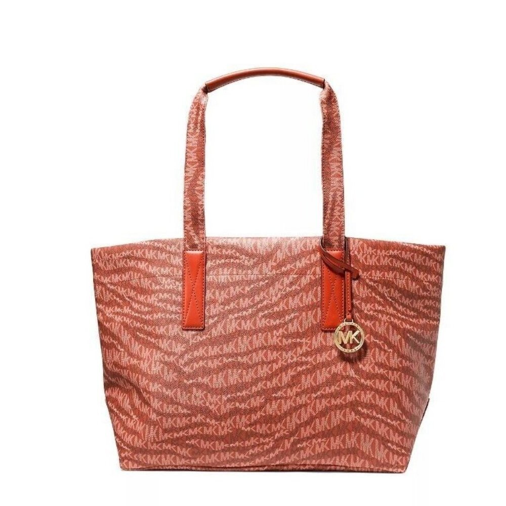 MICHAEL KORS The Michael Bag logo print faux-leather large tote -DEEP ORANGE